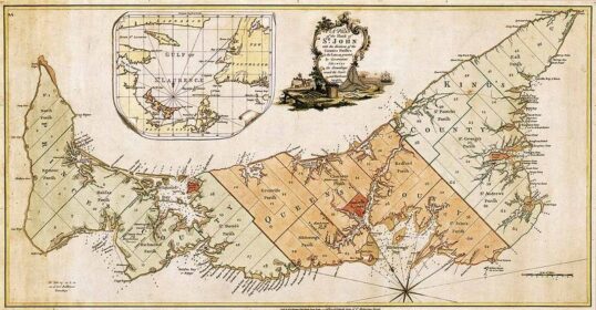 An old map of Nova Scotia, where you can venture to boil lobster or cook mussels.