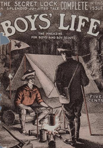 The cover of Boys' Life, featuring life hacks for camping and Scouts.