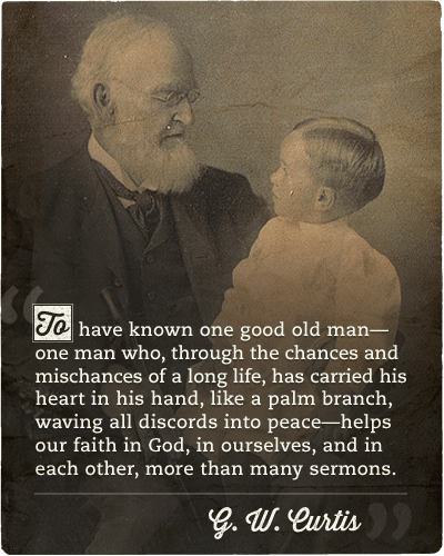 Quote about recognition of good old man by G.W.Curtis.