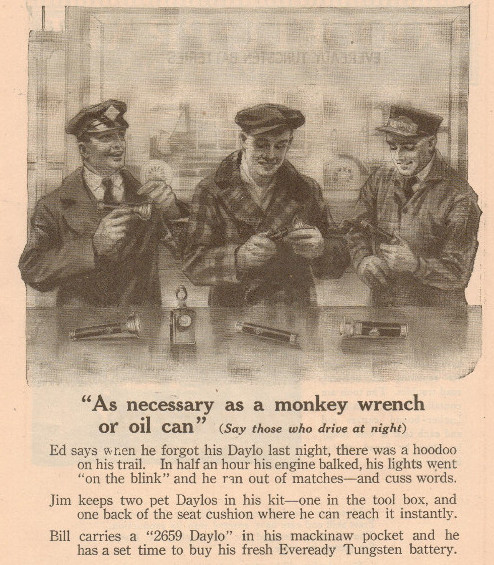 Vintage flashlight ad advertisement police officers.