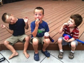My son Mason (on the right) and his new neighbor friends.