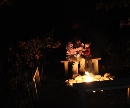 Vintage backyard campfire.