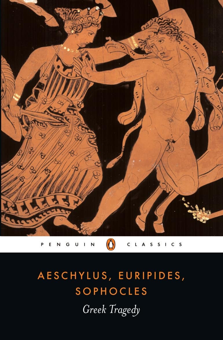 Greek tragedy by aeschylus, euripides, and sophocles, book cover.