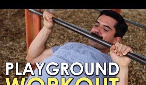 A man doing a playground workout in a VIDEO.