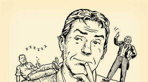 A depleted drawing of a man and a woman.