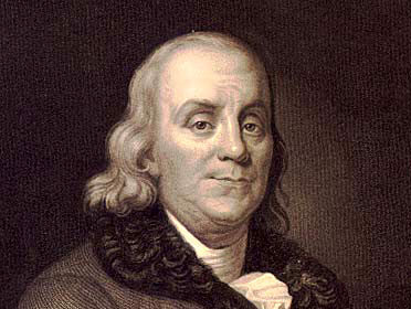 A portrait of Benjamin Franklin, showcasing his virtuous life.