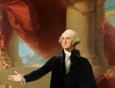 A painting of George Washington showcasing his decent behavior and adherence to the Rules of Civility.