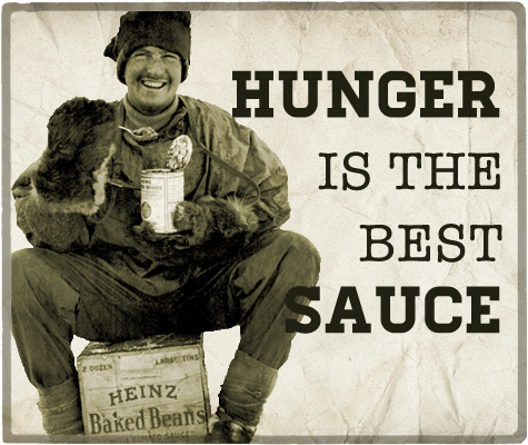 Hunger is the best sauce aphorism.