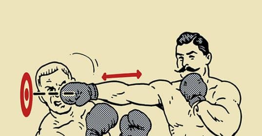 Illustration of a boxer delivering a Dynamite Punch to an opponent's face.