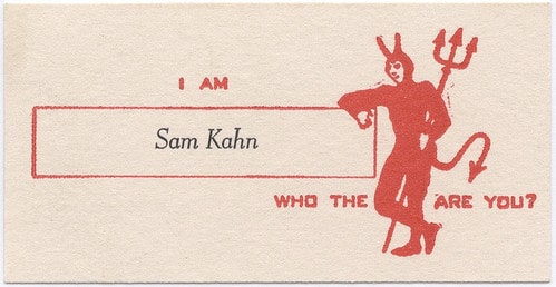 Vintage 19th century 1800s calling card for Sam Kahn.