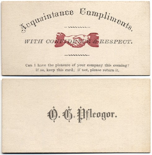 Vintage 19th century 1800s calling card.