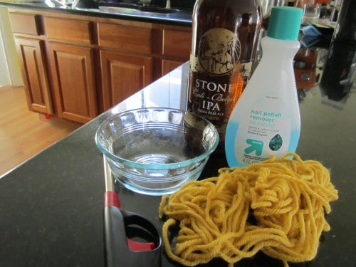 Diy homemade drinking glass from beer bottle supplies.