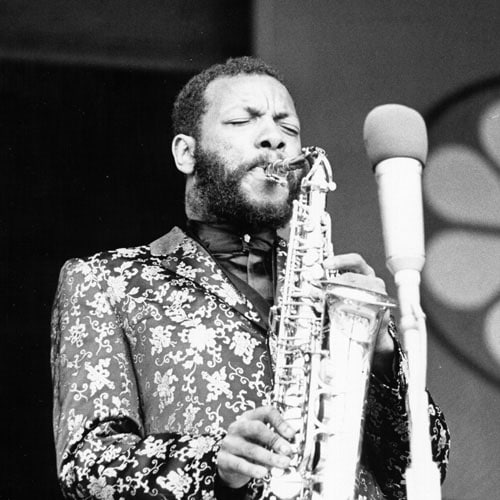 Ornette Coleman jazz musician saxophonist playing saxophone.