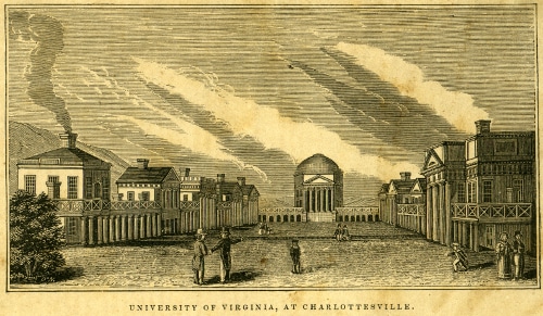 vintage early illustration of university of virginia charlottesville