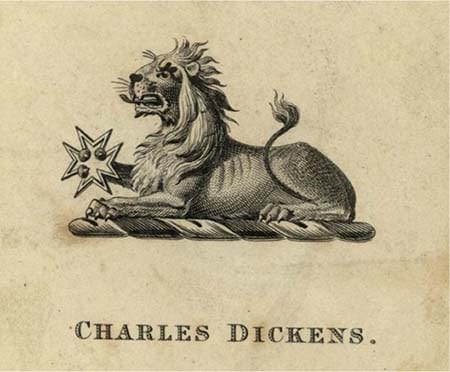 A bookplate by Charles Dickens. 