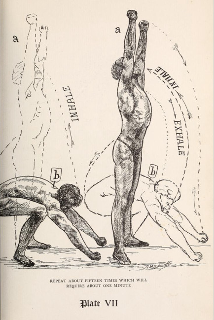 Vintage strongman doing body extension illustration. 