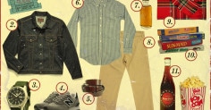 A collage of items outfitted for a drive-in movie date.