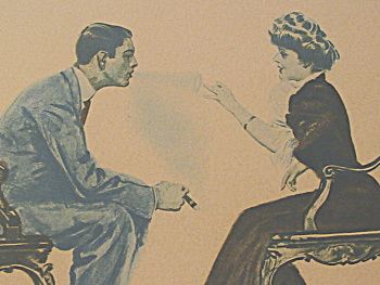 vintage illustration smoke ring engagement ring