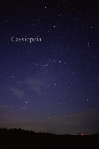 Representation of Cassiopeia on sky.