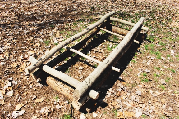 A frame of super shelter box in forest.