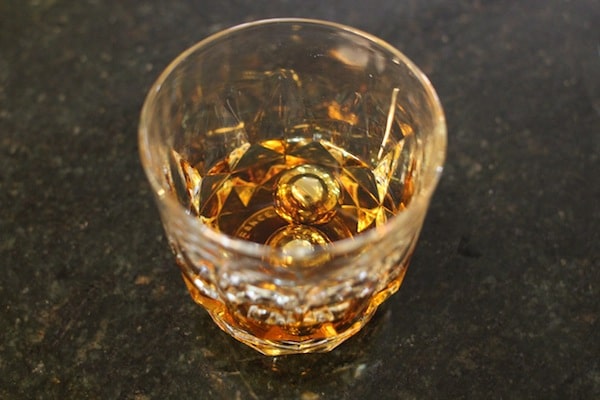 Whiskey balls in glass.