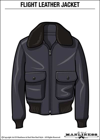 Flight leather jacket illustration.