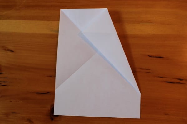 Fold top right corner down to meet diagonal crease. 