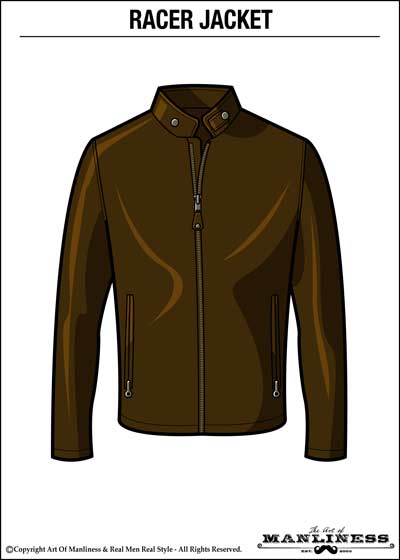 Brown leather racer jacket illustration. 