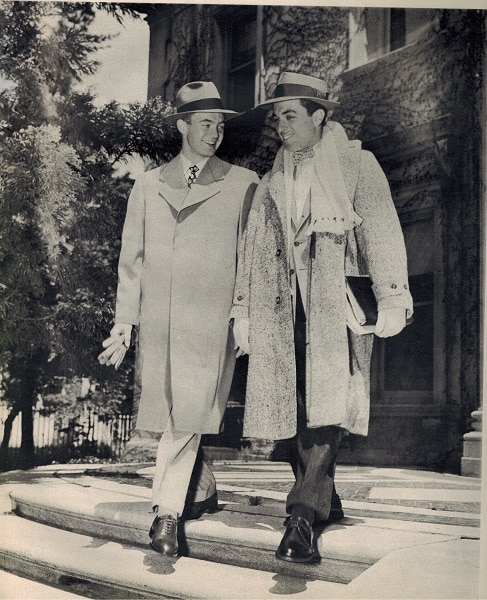 vintage college men 1948 wearing overcoats