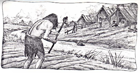 Ancient man neolithic farmer illustration. 