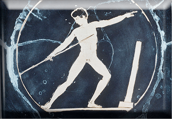 Ancient greek artwork throwing spear. 