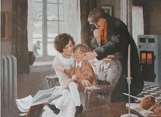 Painting family inside keeping warm middle of winter. 