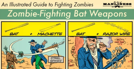 An illustrated zombie-fighting comic featuring baseball bats.