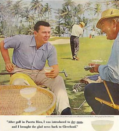 1950s ad advertisement for dry rum men playing Golf. 