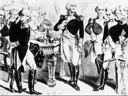 George Washington drinking rum with comrades.