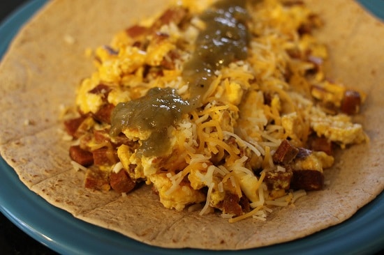 Spam and Eggs breakfast Burrito. 