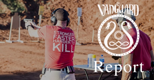 An Atomic Athlete Vanguard is firing a gun in a field.