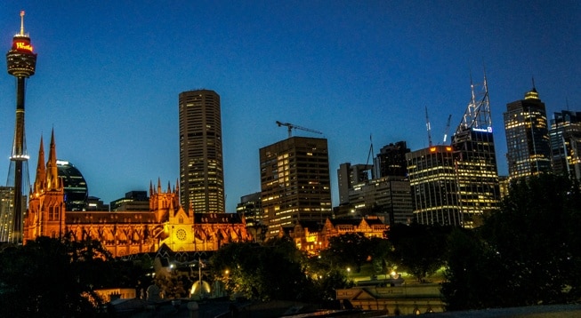 sydney australia skyline at night
