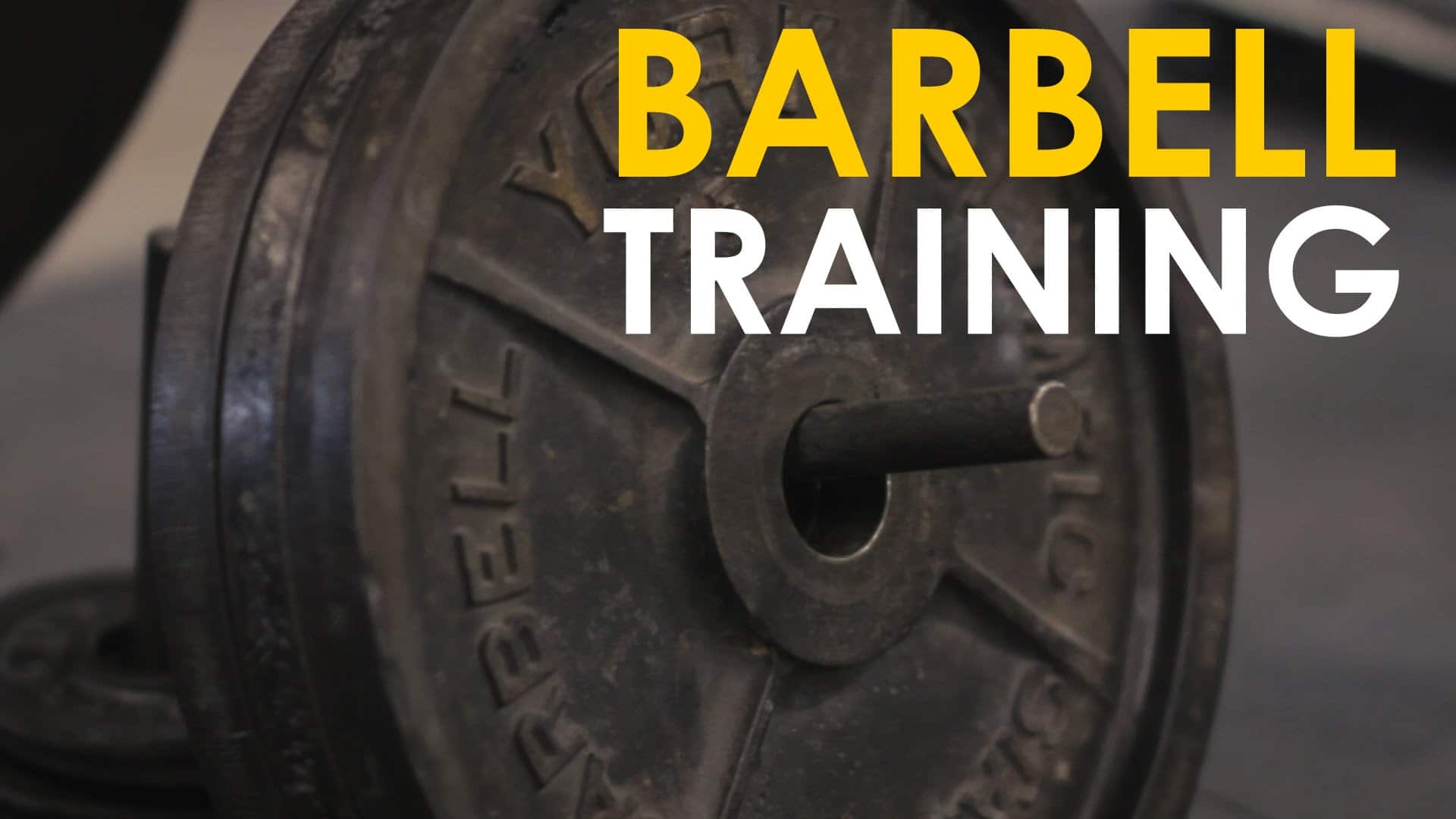 This barbell features the words "Barbell Training" for an introductory fitness program.