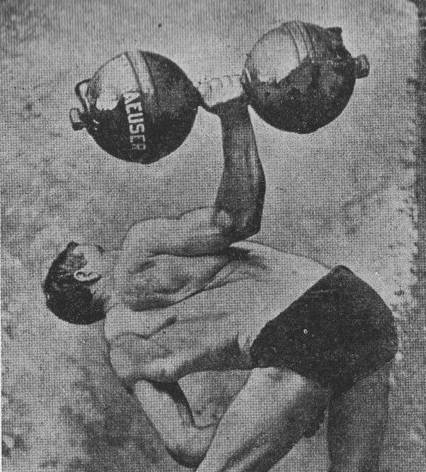 A man lifting large dumbbell with one hand illustration. 