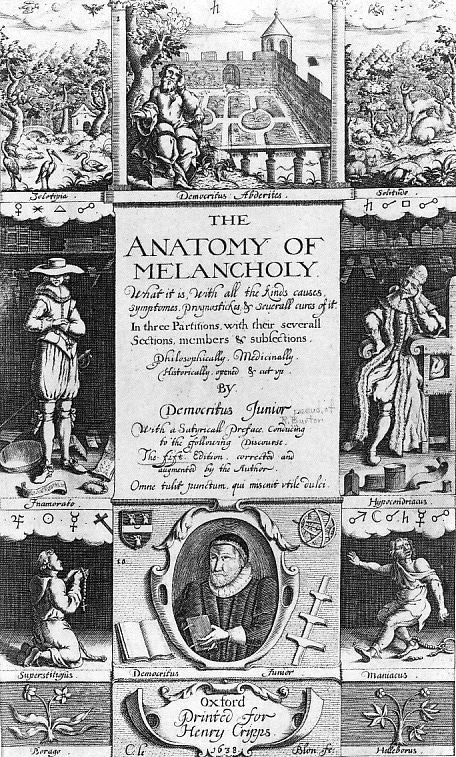 Book cover, the anatomy of melancholy by Renaissance.