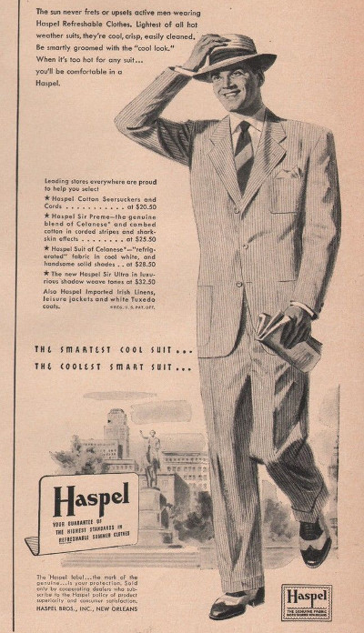 Haspel seersucker suit advertisement.