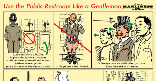 Follow the Illustrated Guide to use the public restroom like a true gentleman.