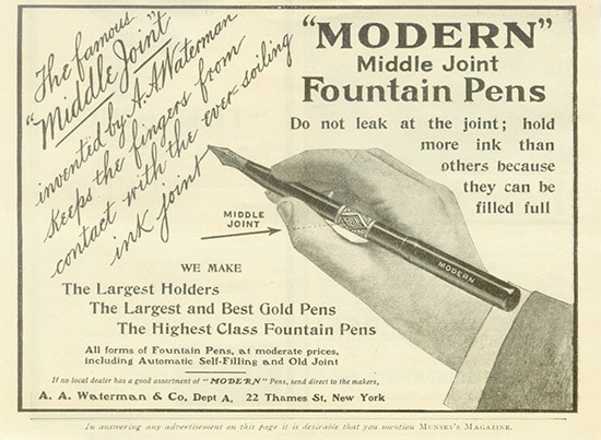 Modern middle joint fountain pens illustration.