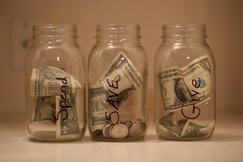 spend save give kids allowance jars 