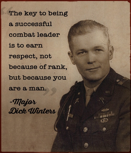 Major Dick Winters WWII portrait with his sayings about success.