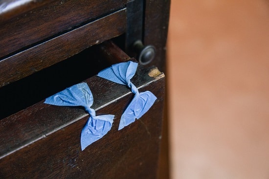 Blue tape in butterfly Shape.