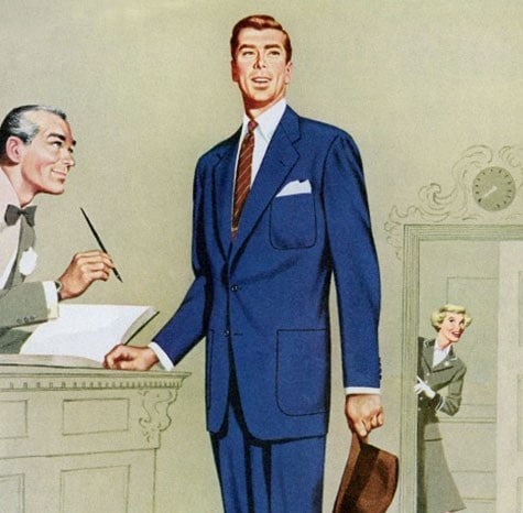 Man at hotel concierge illustration.