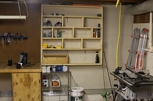 Garage workshop cubbyhole.