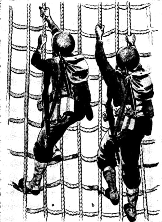 vintage wwii climbing down cargo net